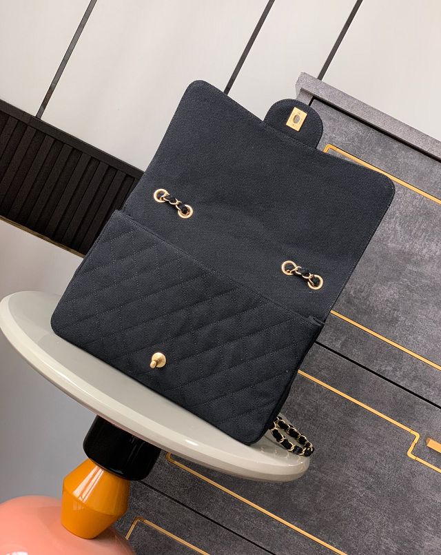 CC original fabric medium flap bag A01112 black