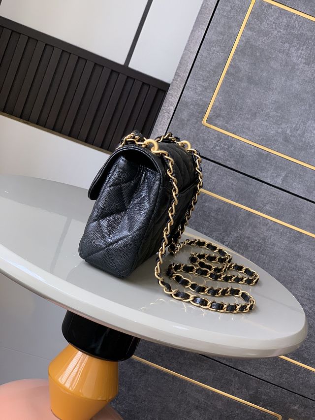 CC original grained calfskin mini flap bag AS5239 black
