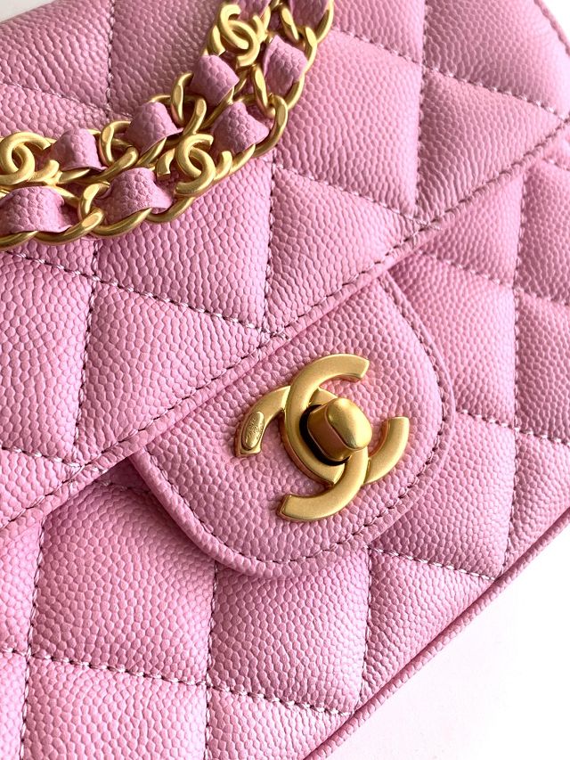 CC original grained calfskin mini flap bag AS5239 pink