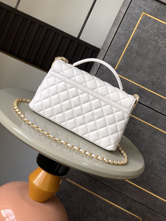 CC original lambskin medium top handle flap bag AS5356 white