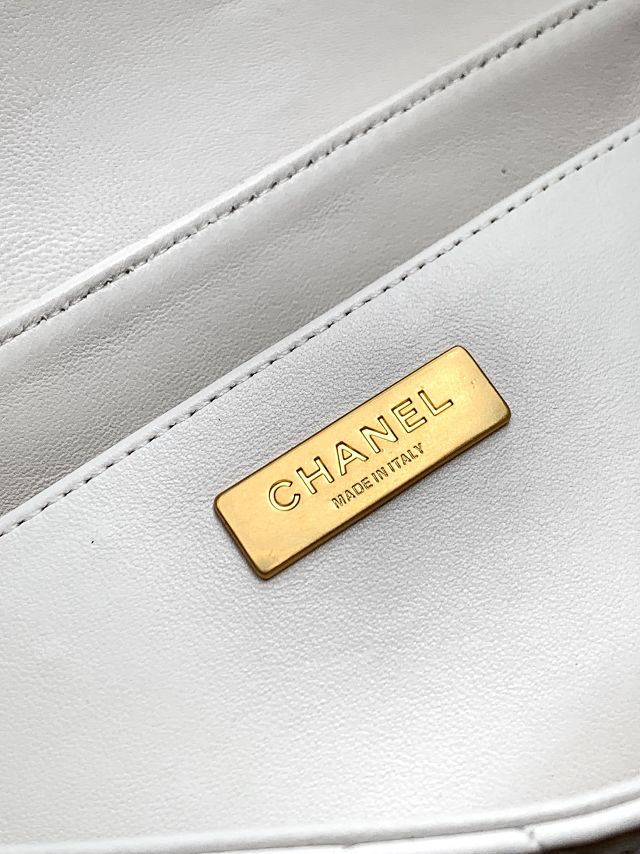 CC original lambskin medium top handle flap bag AS5356 white