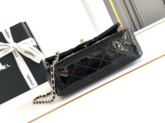 CC original patent calfskin top handle flap bag AS2431 black