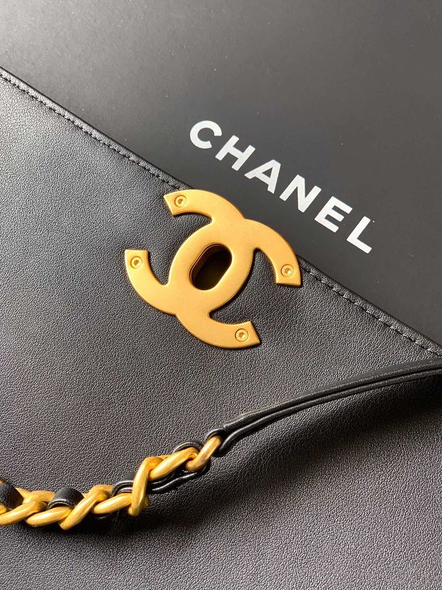 CC original calfskin maxi top handle flap bag AS5543 black