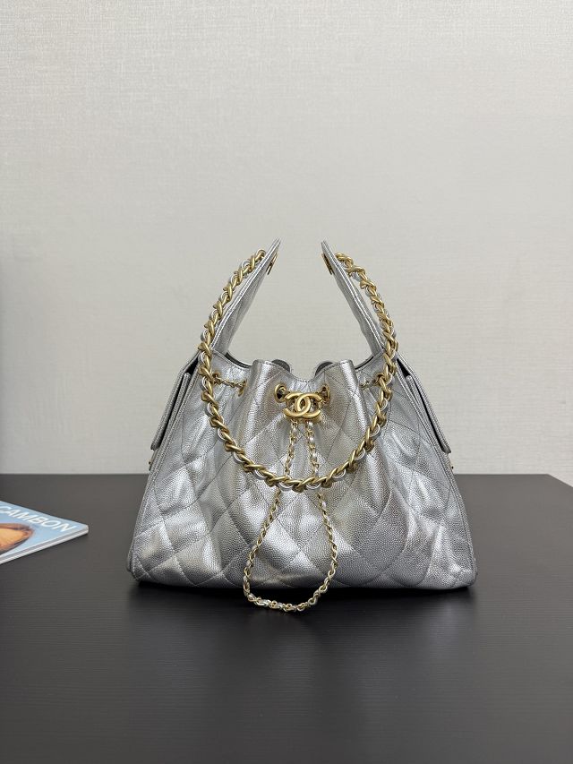 CC original grained calfskin 25 small handbag AS5293 silver
