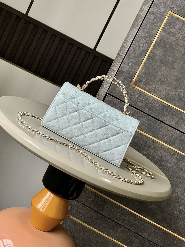 CC original grained calfskin flap phone holder AP3238 light blue
