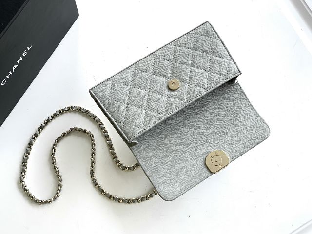 CC original grained calfskin flap phone holder AP3238 water blue