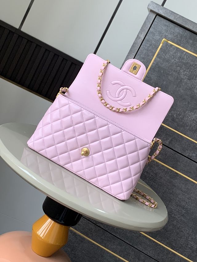 CC original lambskin medium top handle flap bag AS5356 pink