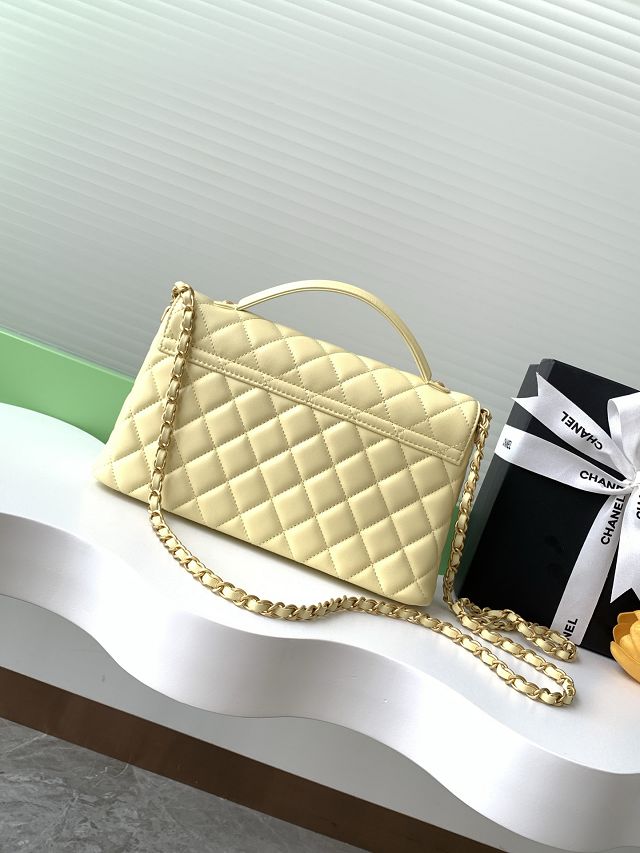 CC original lambskin medium top handle flap bag AS5356 yellow