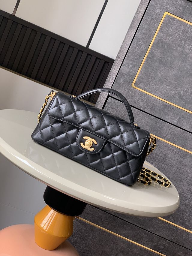 CC original lambskin mini top handle flap bag AS5354 black