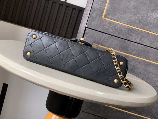CC original lambskin mini top handle flap bag AS5354 black
