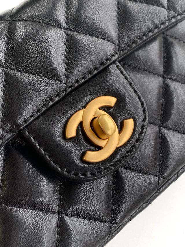 CC original lambskin mini top handle flap bag AS5354 black