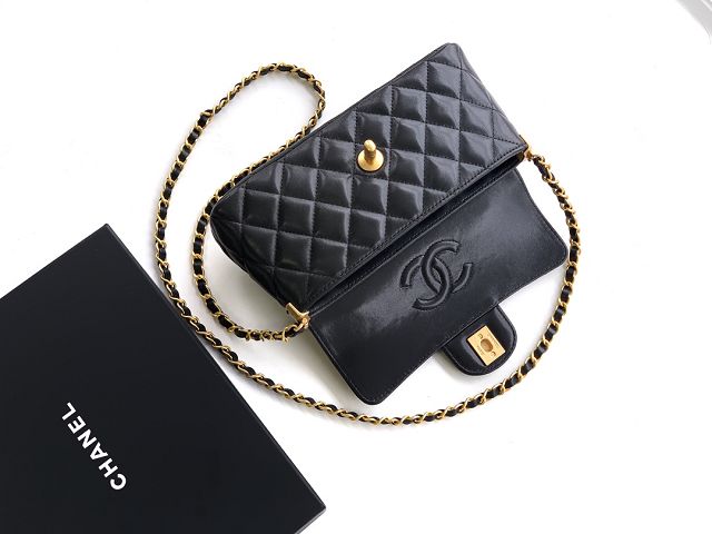 CC original lambskin mini top handle flap bag AS5354 black