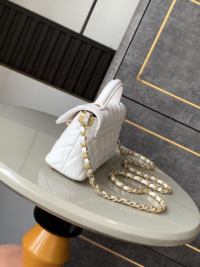 CC original lambskin mini top handle flap bag AS5354 white