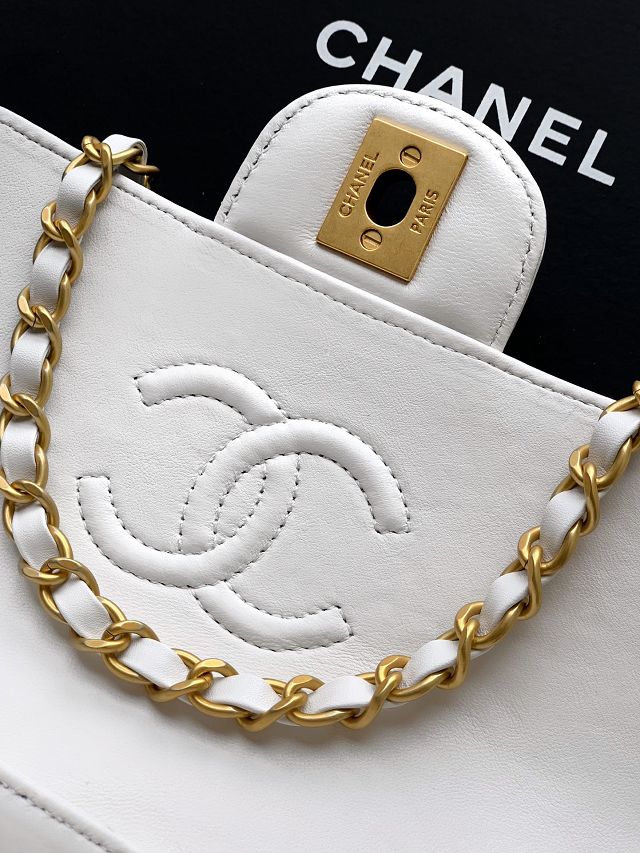 CC original lambskin mini top handle flap bag AS5354 white