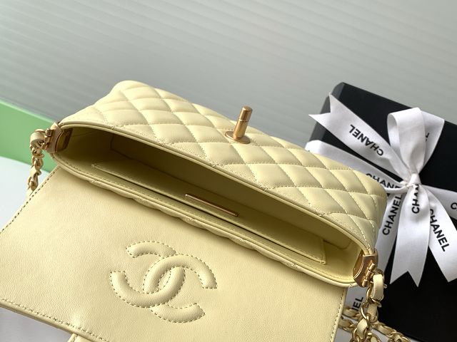 CC original lambskin mini top handle flap bag AS5354 yellow