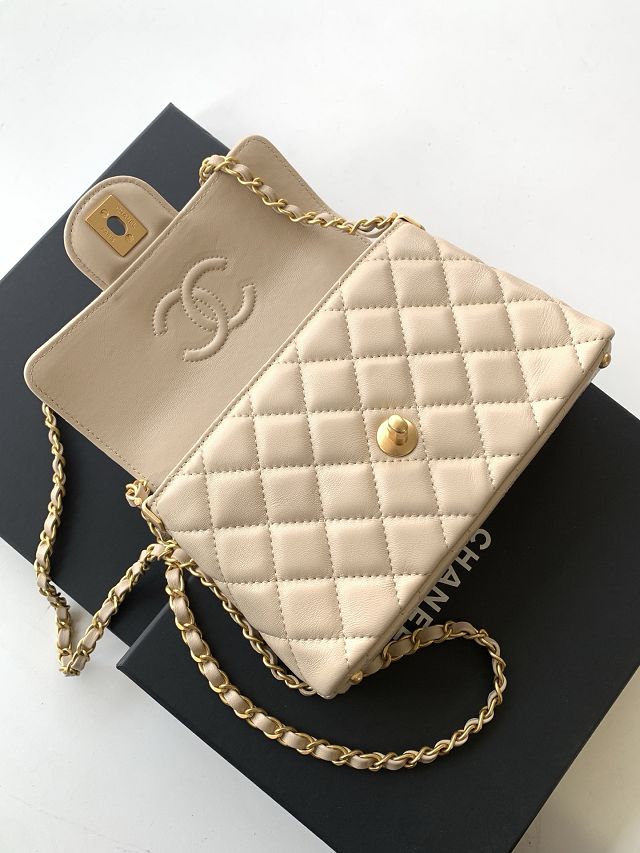CC original lambskin small top handle flap bag AS5355 beige