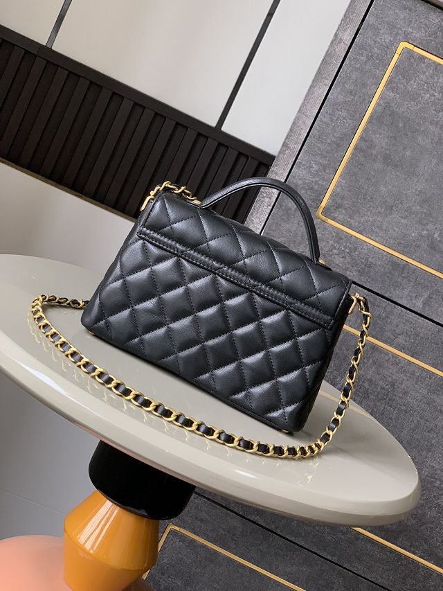 CC original lambskin small top handle flap bag AS5355 black