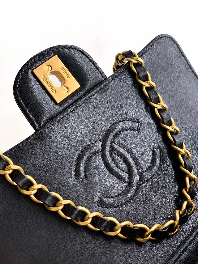 CC original lambskin small top handle flap bag AS5355 black