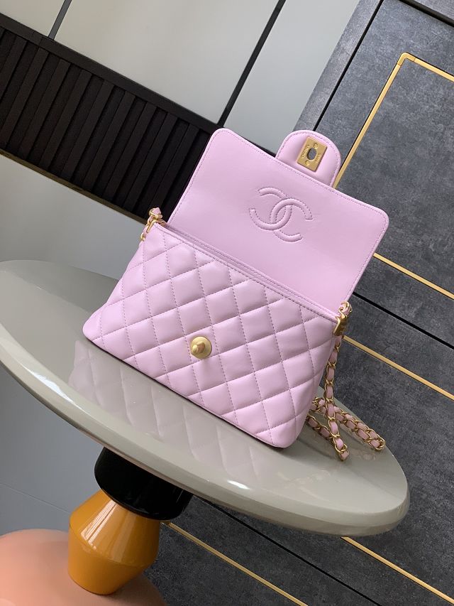 CC original lambskin small top handle flap bag AS5355 pink
