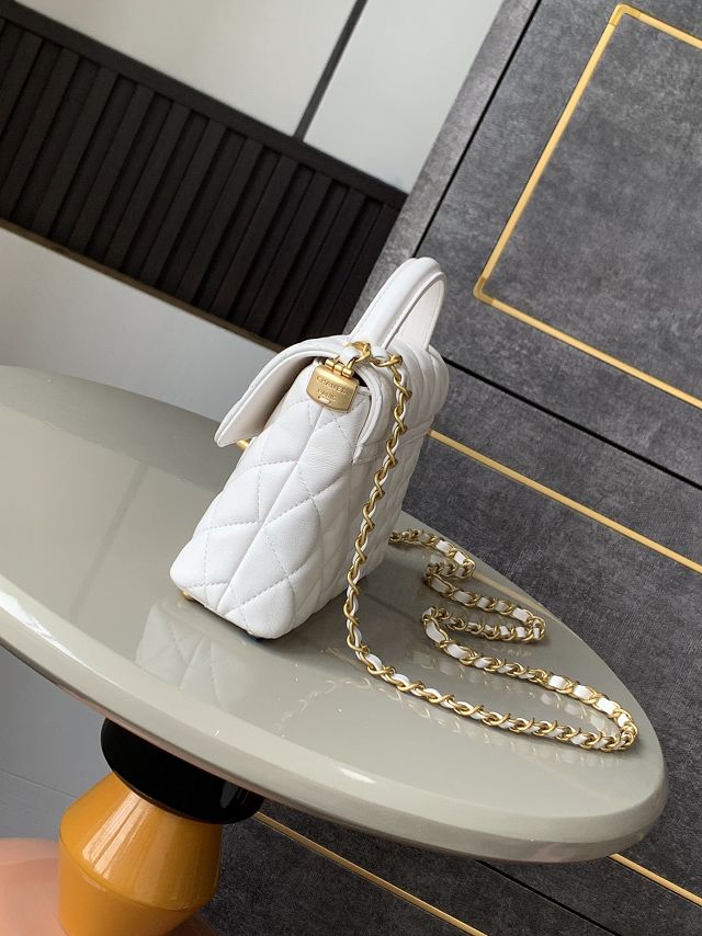 CC original lambskin small top handle flap bag AS5355 white