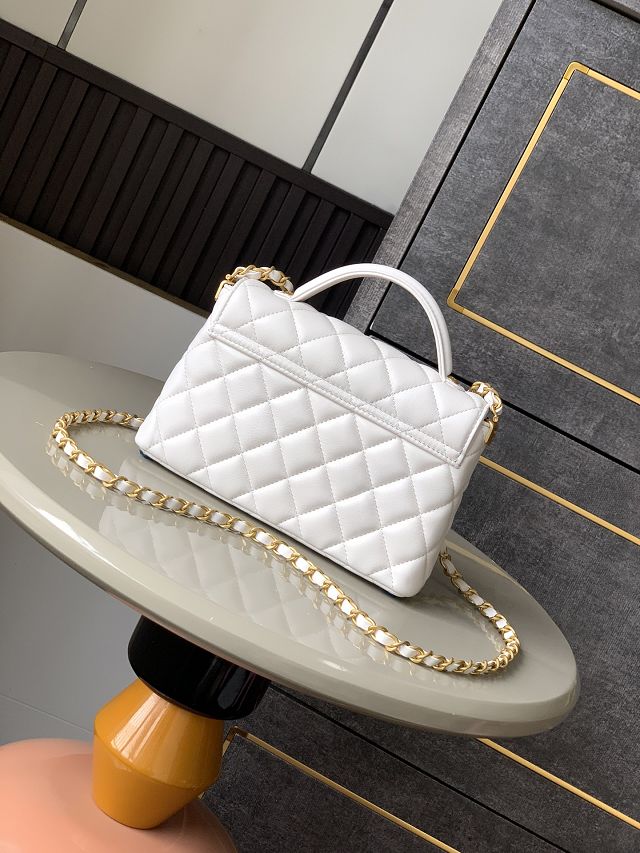 CC original lambskin small top handle flap bag AS5355 white