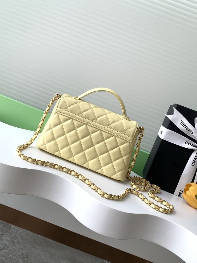CC original lambskin small top handle flap bag AS5355 yellow