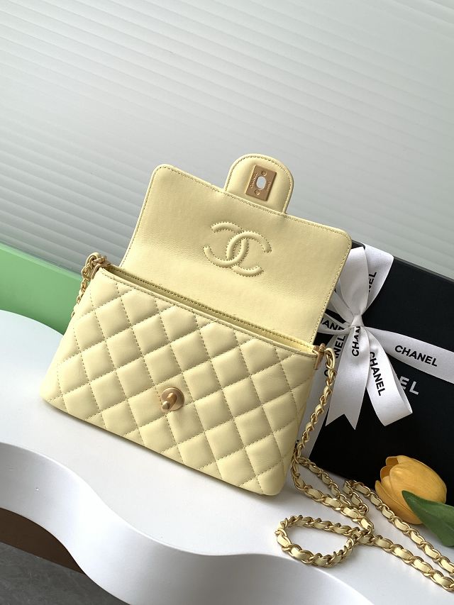 CC original lambskin small top handle flap bag AS5355 yellow