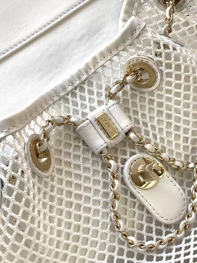 CC original mesh&lambskin large backpack AS5492 white