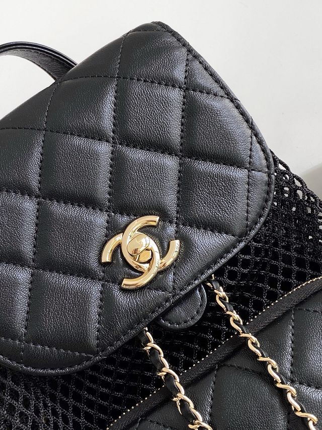 CC original mesh&lambskin medium backpack AS5484 black