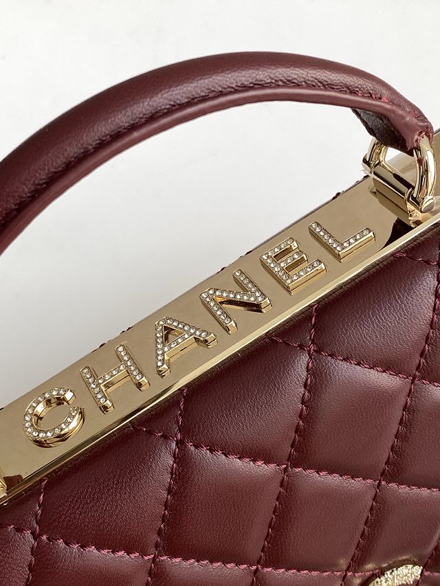 CC original lambskin wallet on chain AP4323 burgundy