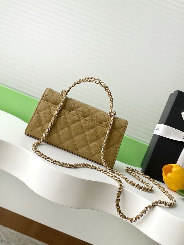 CC original grained calfskin flap phone holder AP3238 avocado