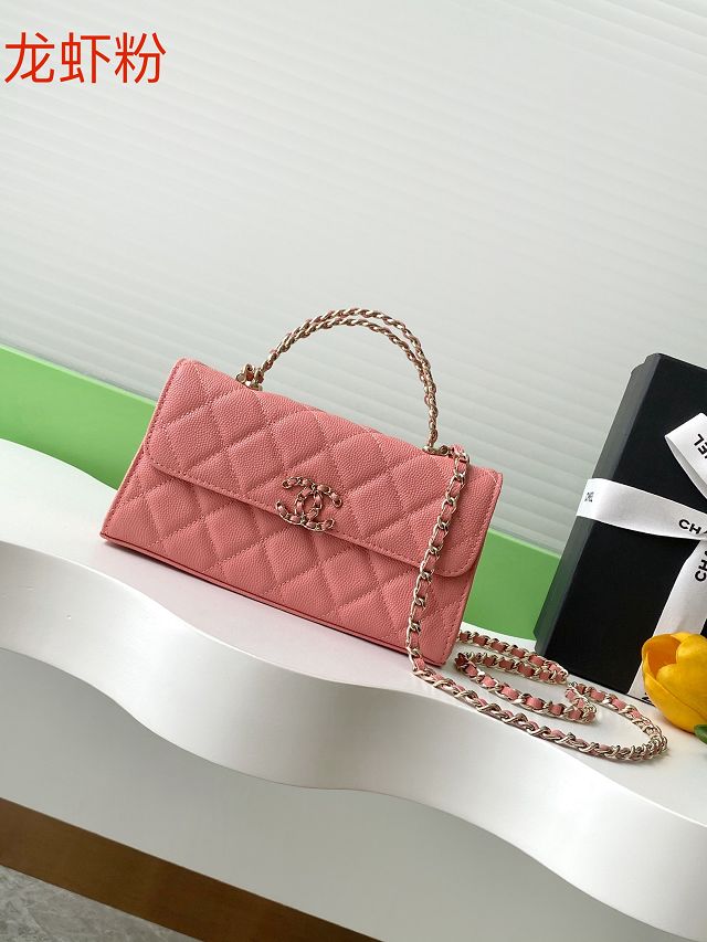 CC original grained calfskin flap phone holder AP3238 light pink