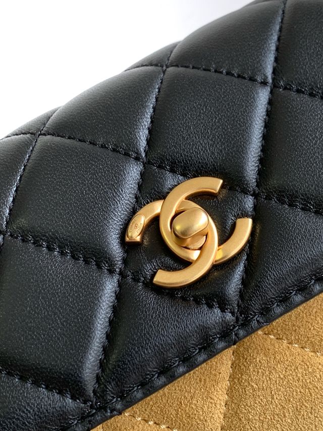 CC original suede calfskin flap phone holder AP4677 beige