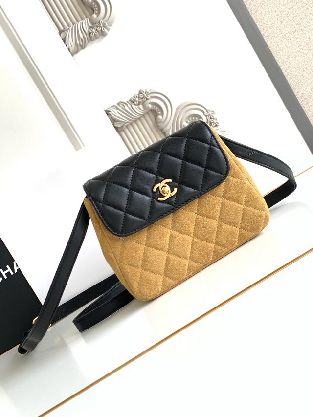 CC original suede calfskin flap phone holder AP4679 beige