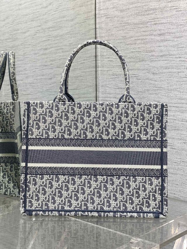 Dior original cotton medium book tote bag M1296 blue