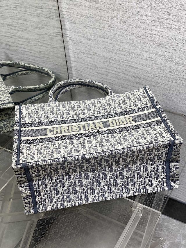 Dior original cotton medium book tote bag M1296 blue