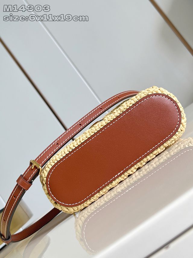 Louis vuitton original raffia vanity chain pouch M14303 apricot