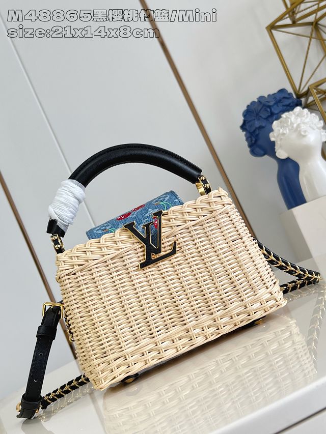 Louis vuitton original rattan&denim capucines mini M14295 black