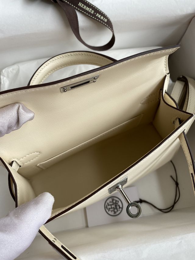 Hermes original epsom leather mini kelly 19 bag K0019 nata