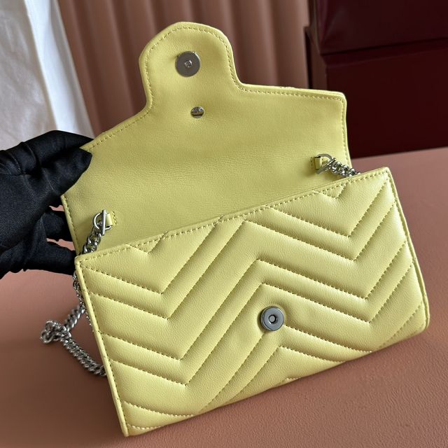 GG original calfskin marmont wallet on chain 837745 yellow