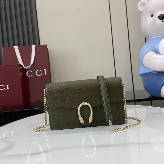 GG original calfskin dionysus wallet on chain 837373 green