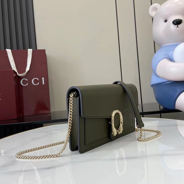 GG original calfskin dionysus wallet on chain 837373 green