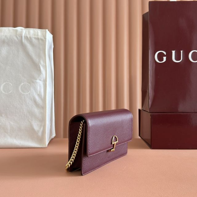 GG original calfskin softbit wallet on chain 837373-2 bordeaux