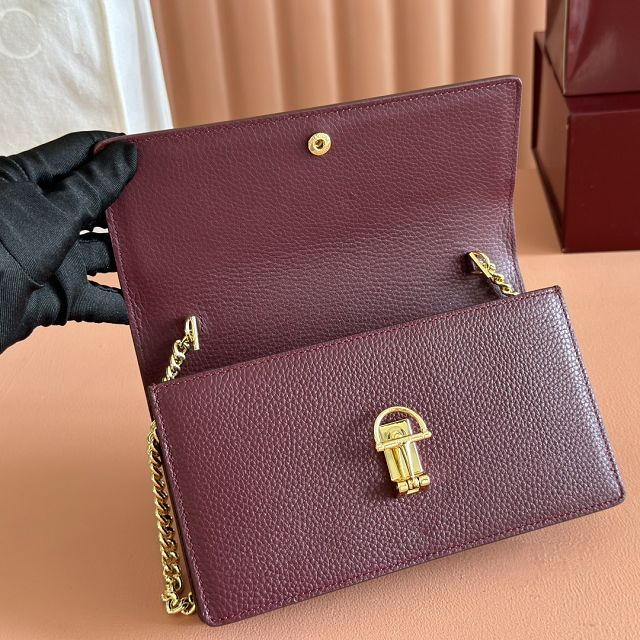 GG original calfskin softbit wallet on chain 837373-2 bordeaux