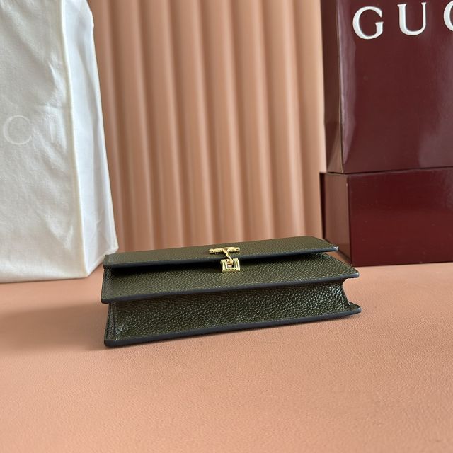 GG original calfskin softbit wallet on chain 837373-2 green