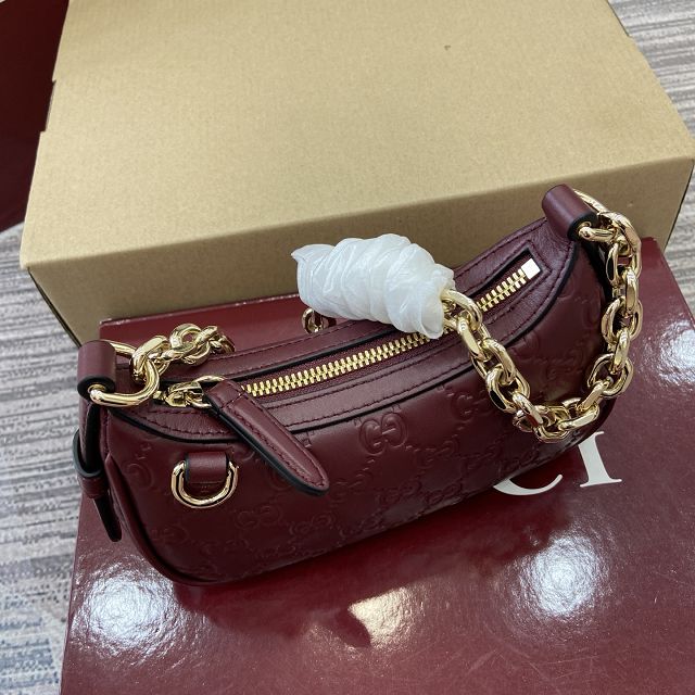 GG original calfskin emblem small shoulder bag 847091 bordeaux