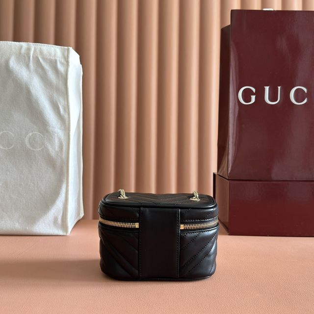 GG original calfskin marmont nano vanity bag 837455 black