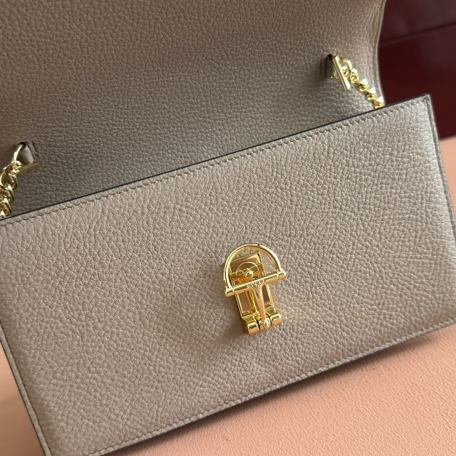 GG original calfskin softbit wallet on chain 837373-2 grey