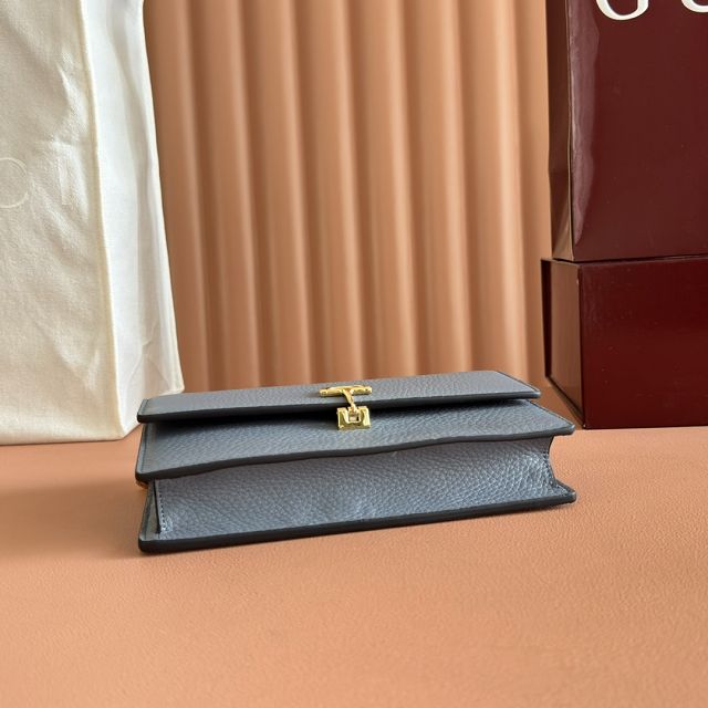 GG original calfskin softbit wallet on chain 837373-2 light blue