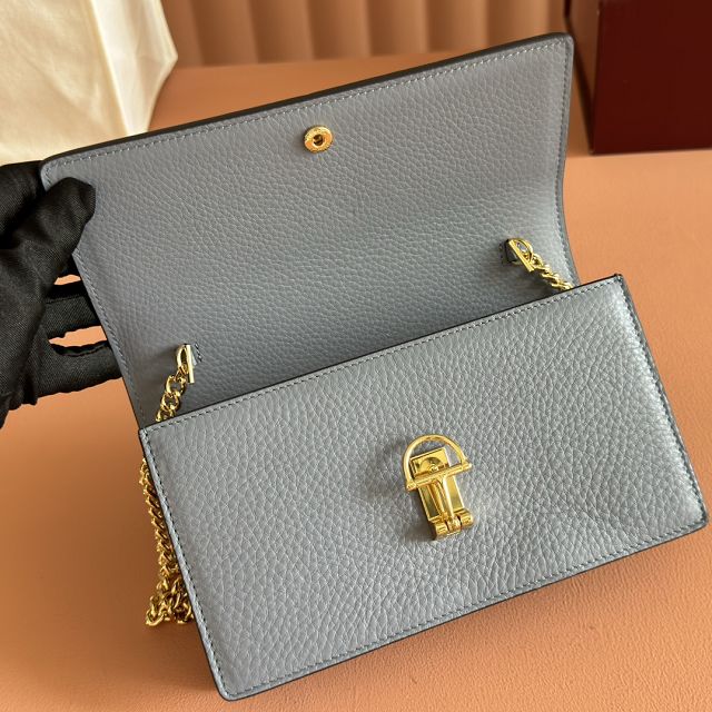 GG original calfskin softbit wallet on chain 837373-2 light blue